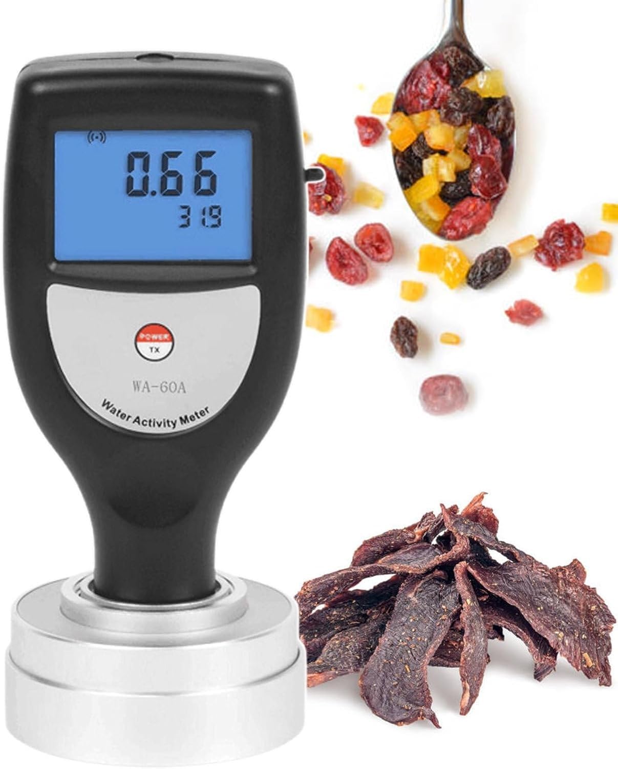 Misuratore di attività dell'acqua per test alimentari, tester portatile di sicurezza per frutta e verdura, display a LED, gamma 0-1,0 aw, risoluzione 0,01 aw, strumento di misurazione accurato
