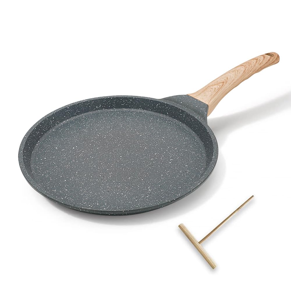 8 inch Crepe Pan, Nonstick Pan for Crepes Omelette Tortillas Crispy Pancake, Dosa Tawa Tortilla Pan, Griddle Pancake Pan for Roti Indian - Black