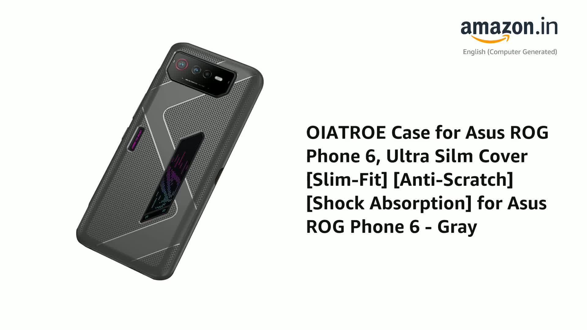 OIATROE Case for Asus ROG Phone 6, Ultra Silm Cover [Slim-Fit