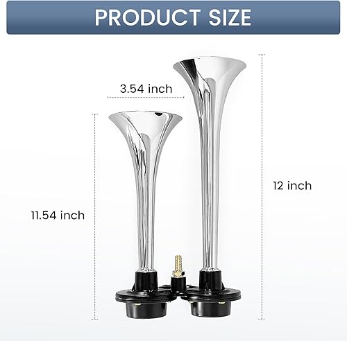 Miniatura 6 de HIGHSOAR - Bocina de aire para camión de 12 V, 150 db, kit de bocinas de trompeta dual con compresor universal para coche, tren, barco