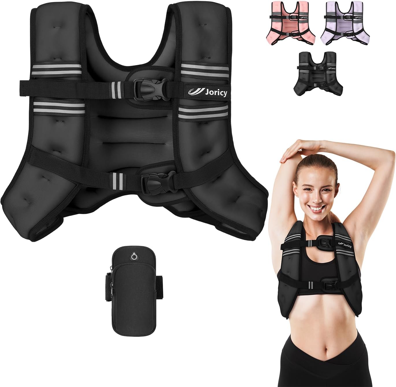 Weighted Vest Woman Men 5lb/8lb/10lb/15lb/20lb/25lb/30lb Weight Vest with Reflective Stripe