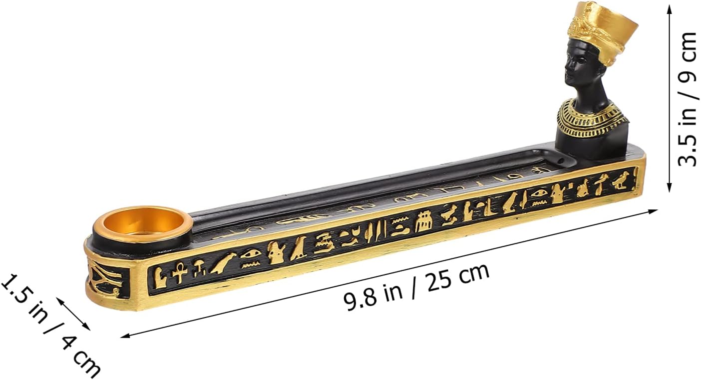 Incense Holder, Incense Stick Holder, Egyptian Queen Nefertiti Sculpture Censer Plate, Resin Incense Holder Home Office Decoration for Incense Sticks, Incense Cones, 25x9cm, W0Y558A103MJ8Y17C5P