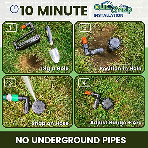 QSK-745 In-Ground 5-Inch Pop-Up Adjustable Sprinkler 5-Pack With Quick Hose Connectors And Splitters