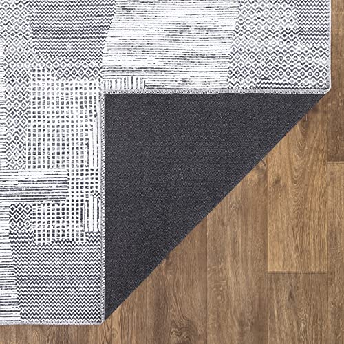Bloom Rugs Mysia Washable 7 Ft Runner - Ivory/Gray Modern Geometric Runner For Entryway, Hallway, Bathroom, And Kitchen - Exact Size: 2'6" X 7' #TOP4
