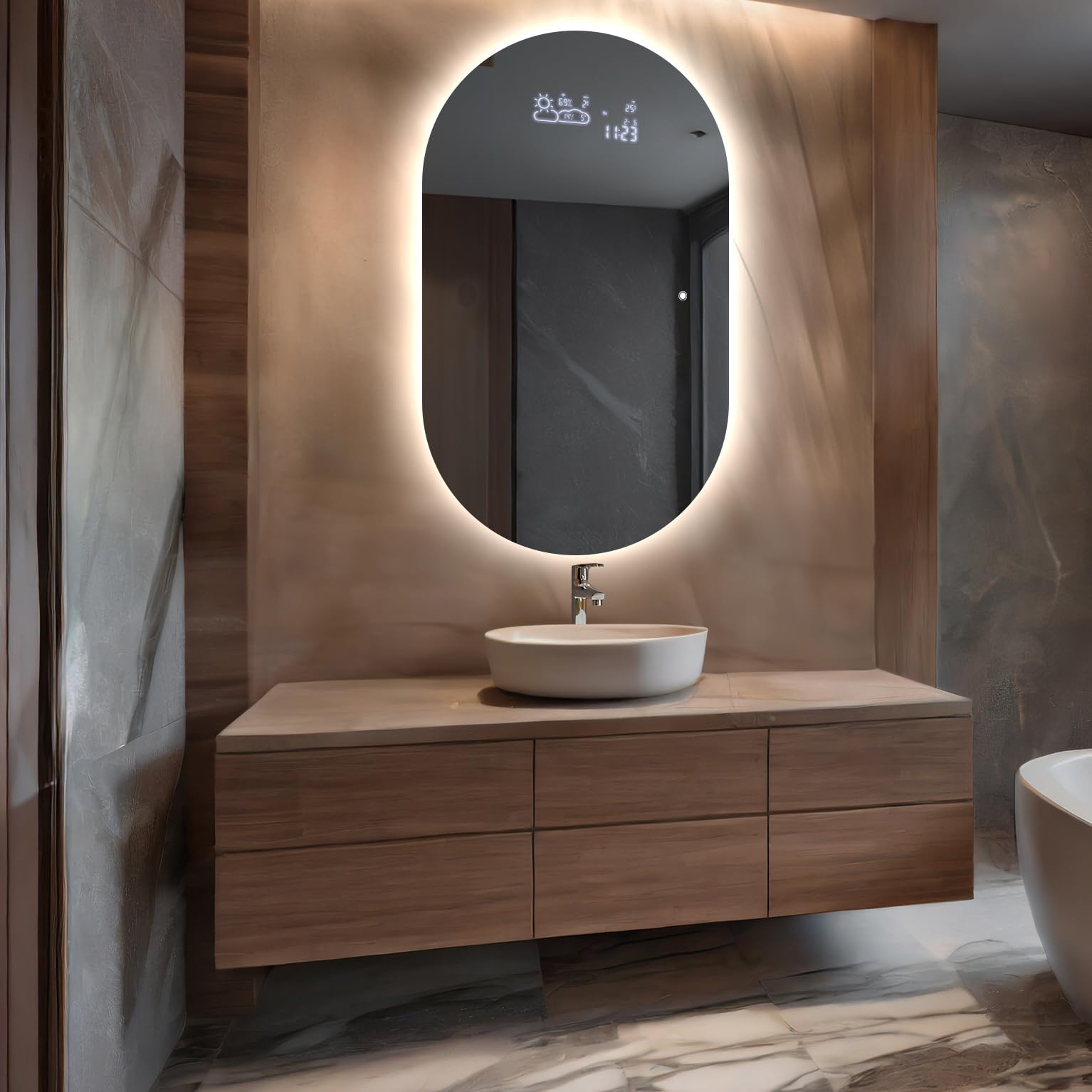 FORAM Espejo de Baño con Iluminación LED 60x120 cm Bianca - Luz Espejo de Pared con Accesorios - Diferentes tamaños para Baño Dormitorio Maquillaje