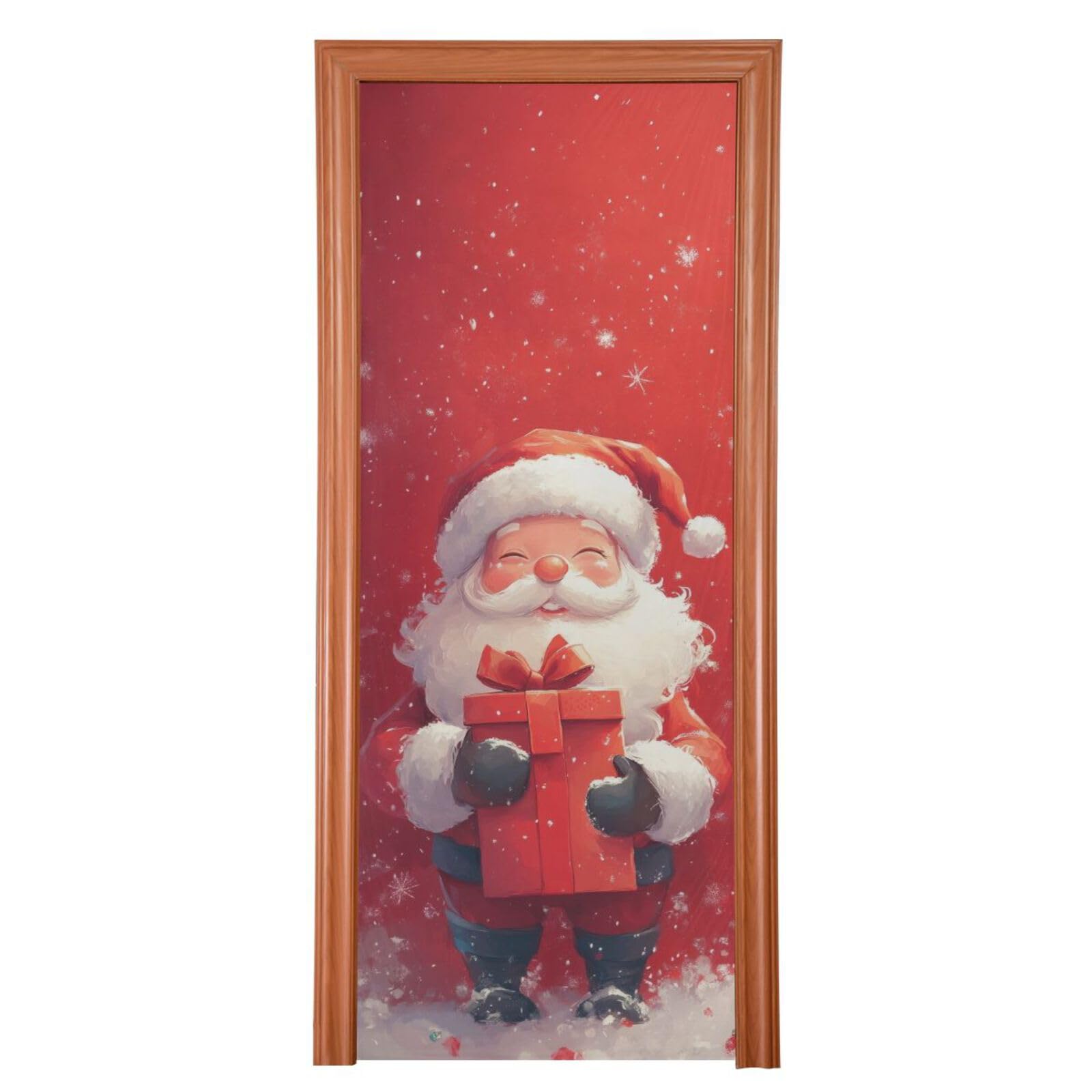 FLildon Little Santa Claus Christmas Door Cover Decoration, Party Accessory Porch Decor for Festive Ornament Room Door Covers 35 x 79 Inch