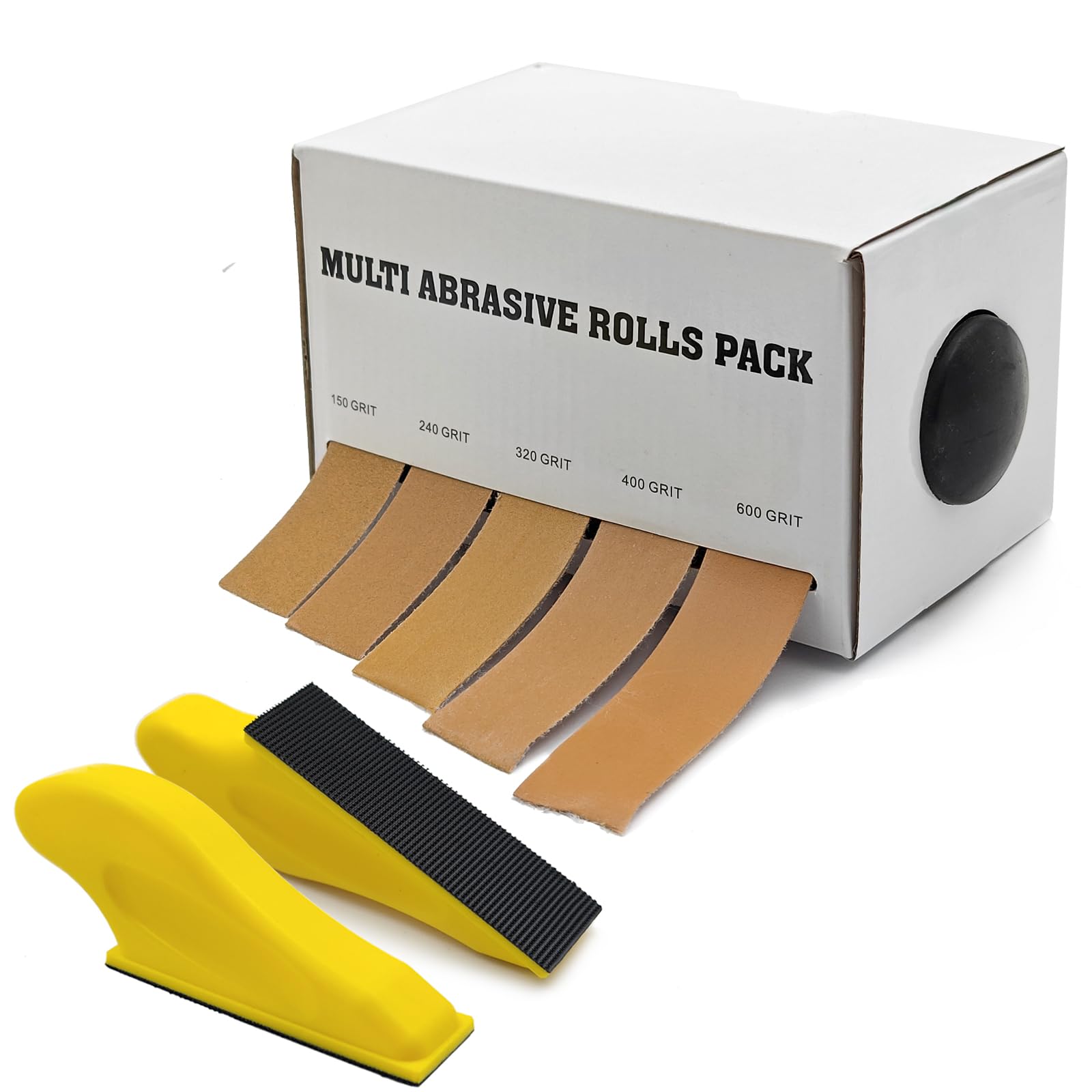 QYQRQF Hand Sander Kit, Assorted Micro Sander Sand Paper 150 240 320 400 600 Grits Hoop and Loop Sandpaper with 2pcs Detail Sanders for DIY Crafts