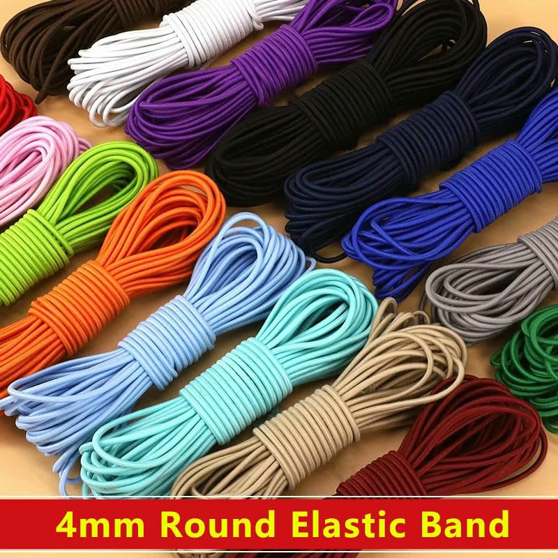 5/10/20/30/40/50 m 4,0 mm Gummibänder für Haargummis, Bungee-Seil, mehrfarbige runde Schnürsenkel, Gummiband mit Kordelzug, fluoreszierend gelb, 4,0 mm, 40 Meter (8 Rollen)