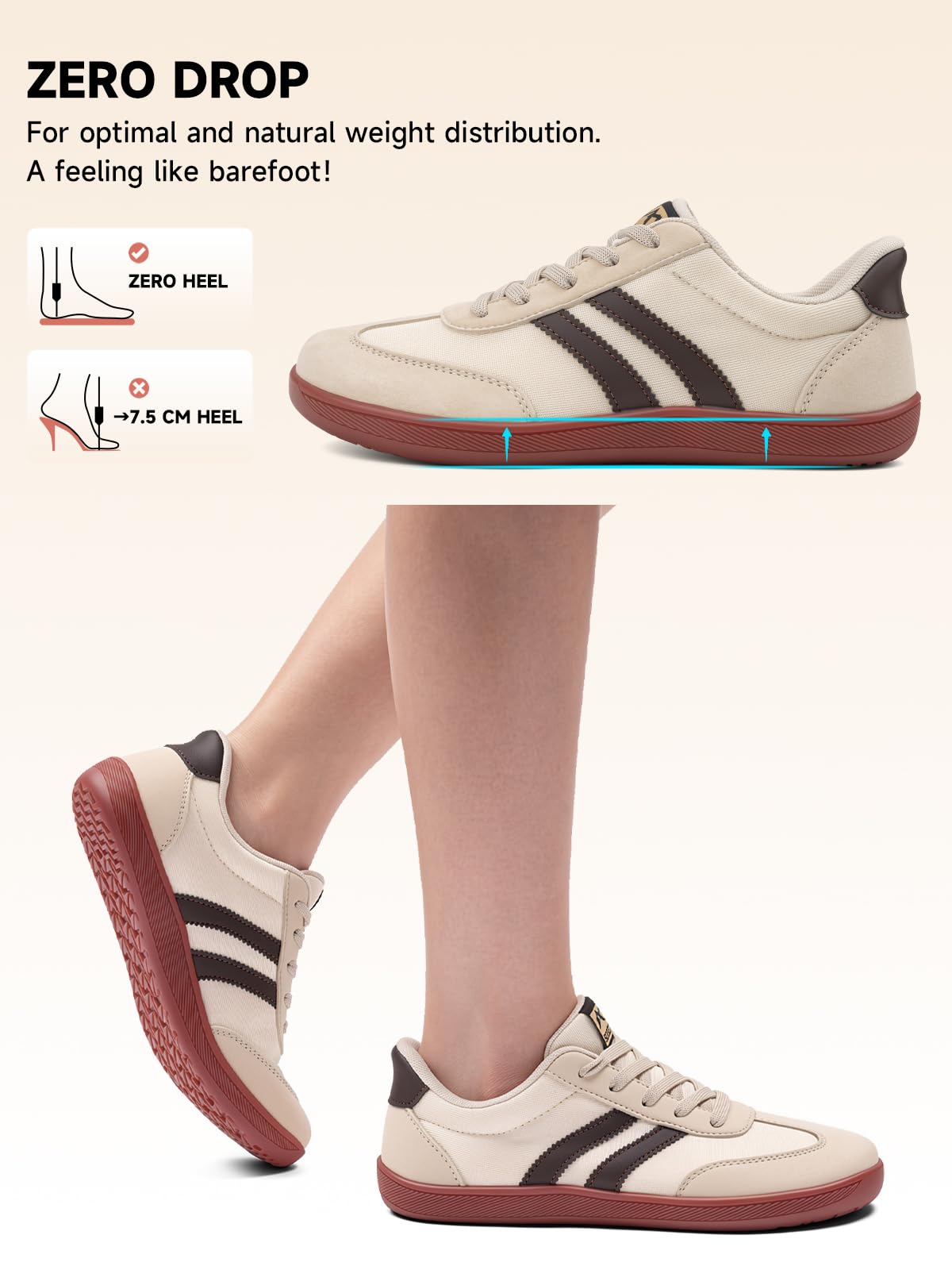 Sosenfer Zapatos descalzos para hombre y mujer, con puntera ancha, retro | Material exterior transpirable, ligero y flexible, suela antideslizante, cómodas zapatillas retro para uso diario y ocio