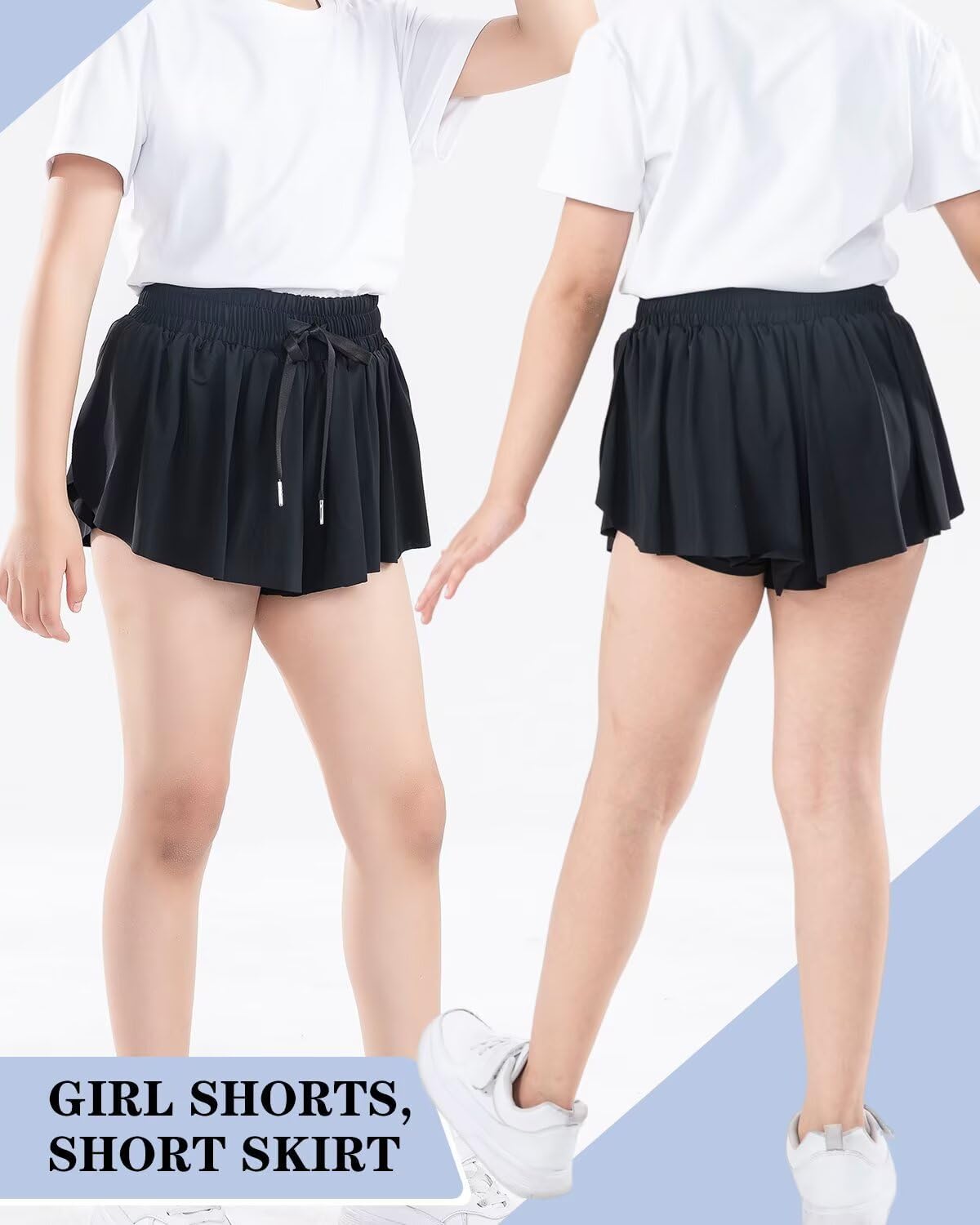 Girls Flowy Shorts with Spandex Liner,2 in 1 Butterfly Shorts Teen Girls with Pockets for Sports,Running,Athletic - Image 2