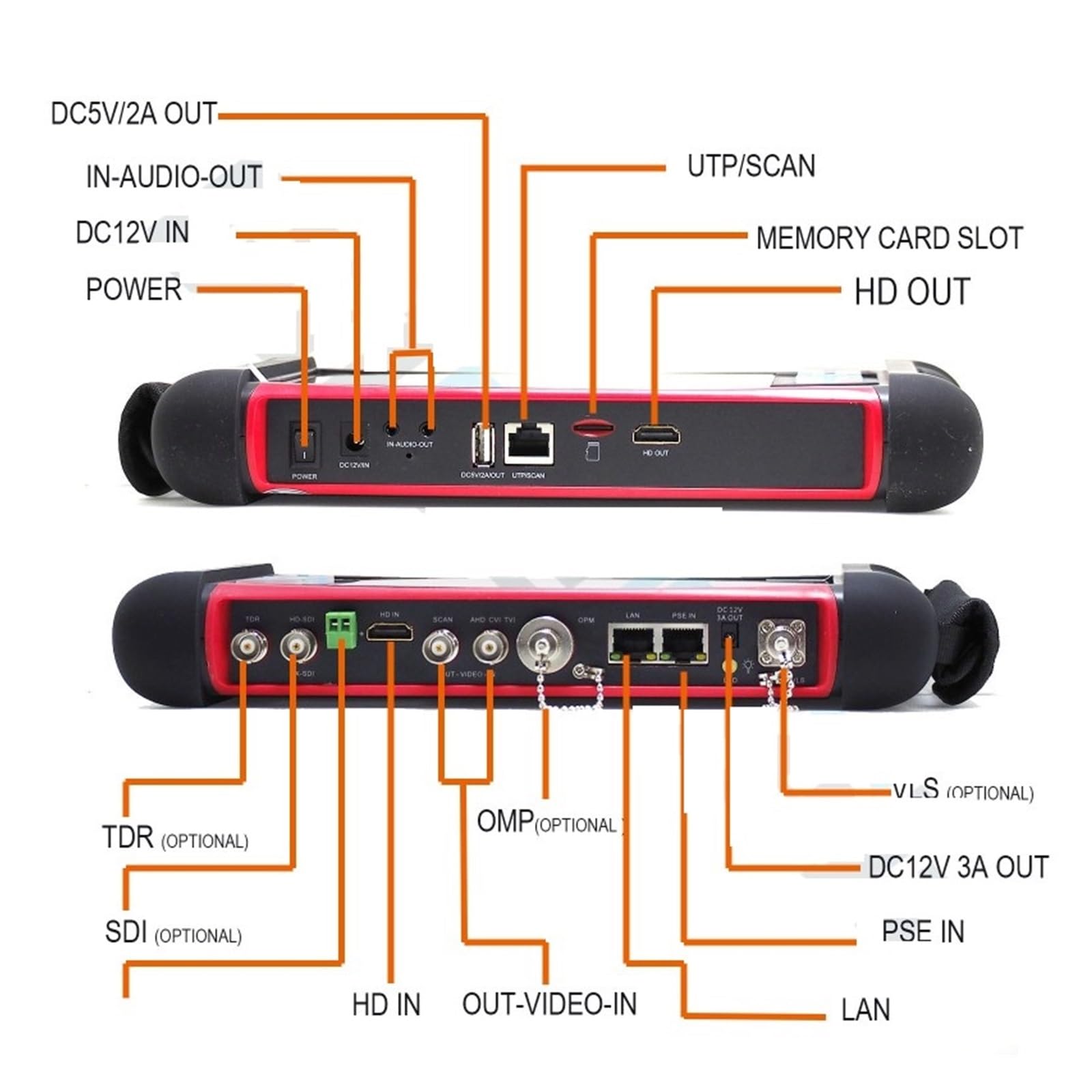 Supporto per tester CCTV per telecamera IP CCTV Tester Monitor IPC Tester POE 8MP TVI CVI SDI CVBS IP AHD Tester For Telecamera Monitor Con UTP TDR H.265(X7 ADH)