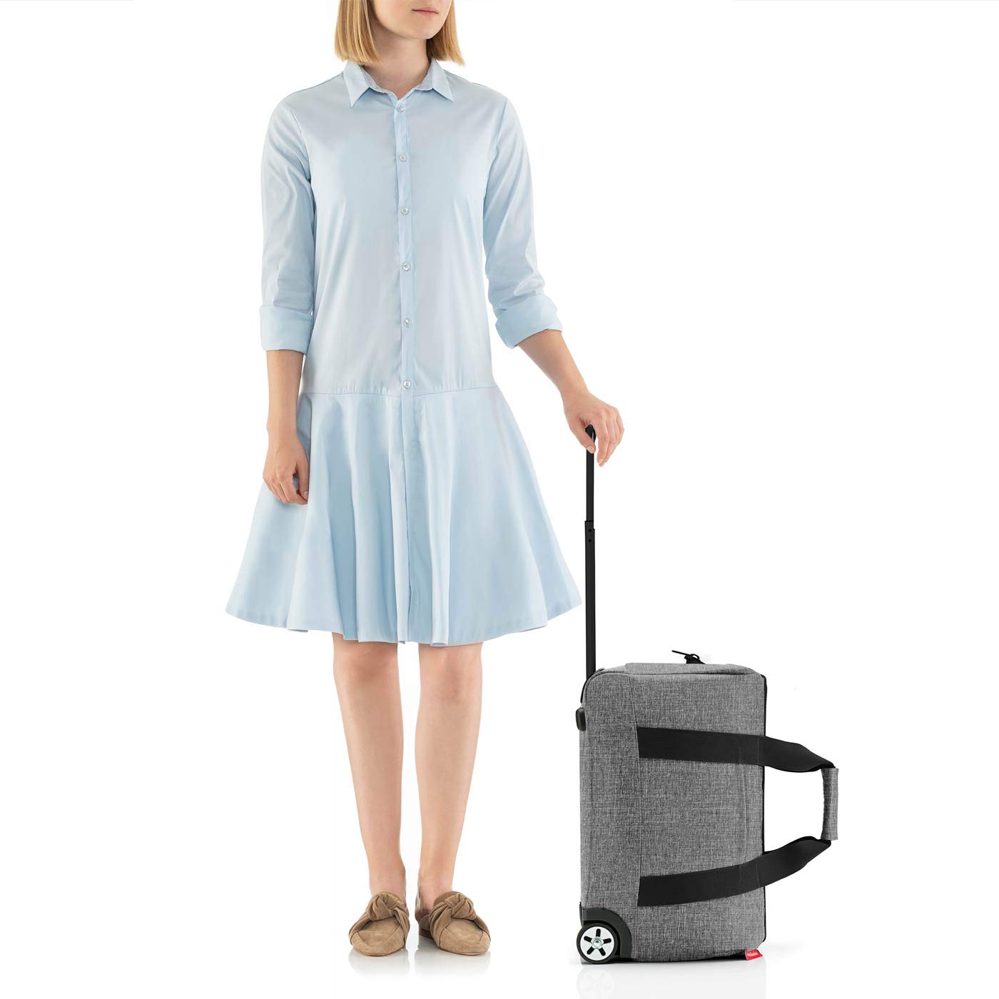 reisenthel Allrounder Trolley Twist Silver Vielseitige Reisetasche auf Rollen für Reisen, Arbeit oder Freizeit 2-stufiger Teleskopgriff, 2 leichtgängige Rollen