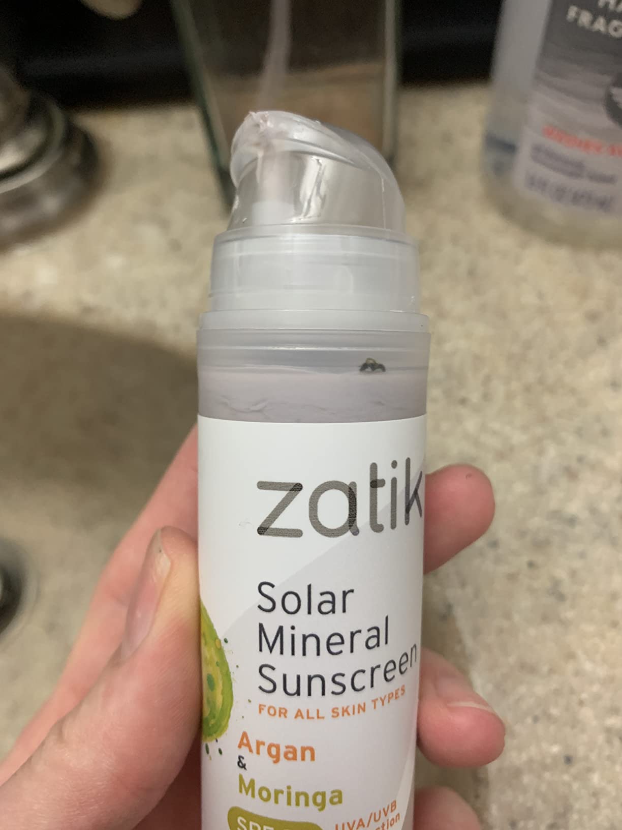 Zatik Naturals - Solar Mineral Sunscreen with Argan and Moringa, Vitamin and Mineral-Based Solar Protection, Vegan, Non-GMO, pH Balanced, FREE from Gluten, Soy, Alcohol. 1.7 fl oz, 50 ml
