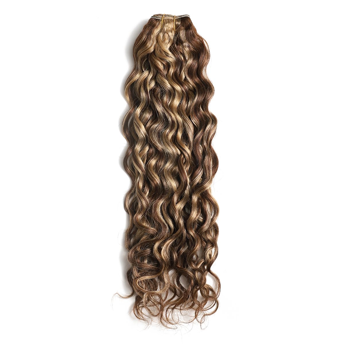 Extensiones de pelo con trenzas de cabello natural rizado marrón con rubio P4/27# 100% Remy extensiones de cabello rizado 100 g 45 cm/18 pulgadas