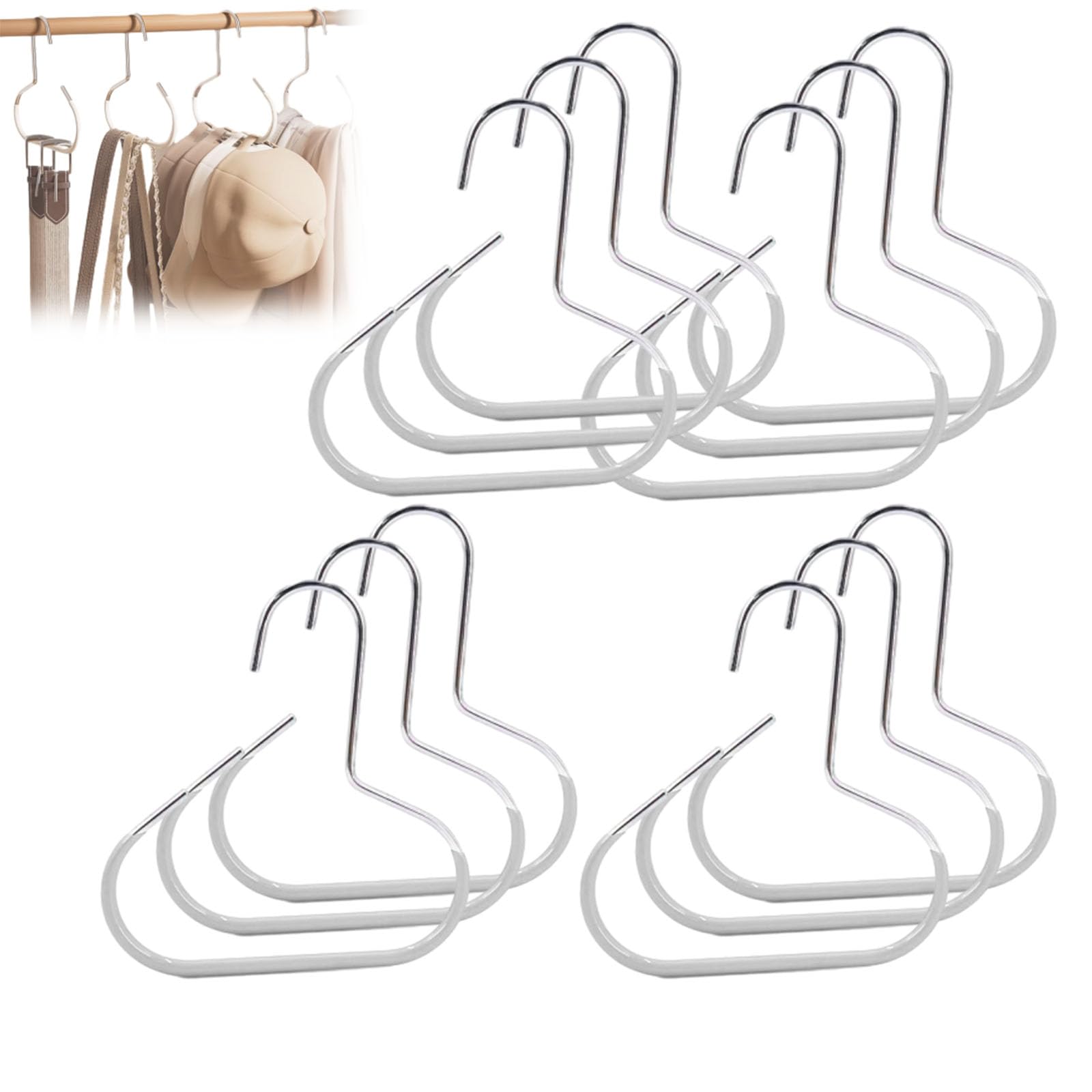 Durable Steel Hangers: Maximize Closet Space with Versatile Storage, Hat Organizer for Closet, Stainless Steel Hat Hangers, Space-Saving Hat Rack for Shawl, Scarf and Accessory (Gray, 12pcs)