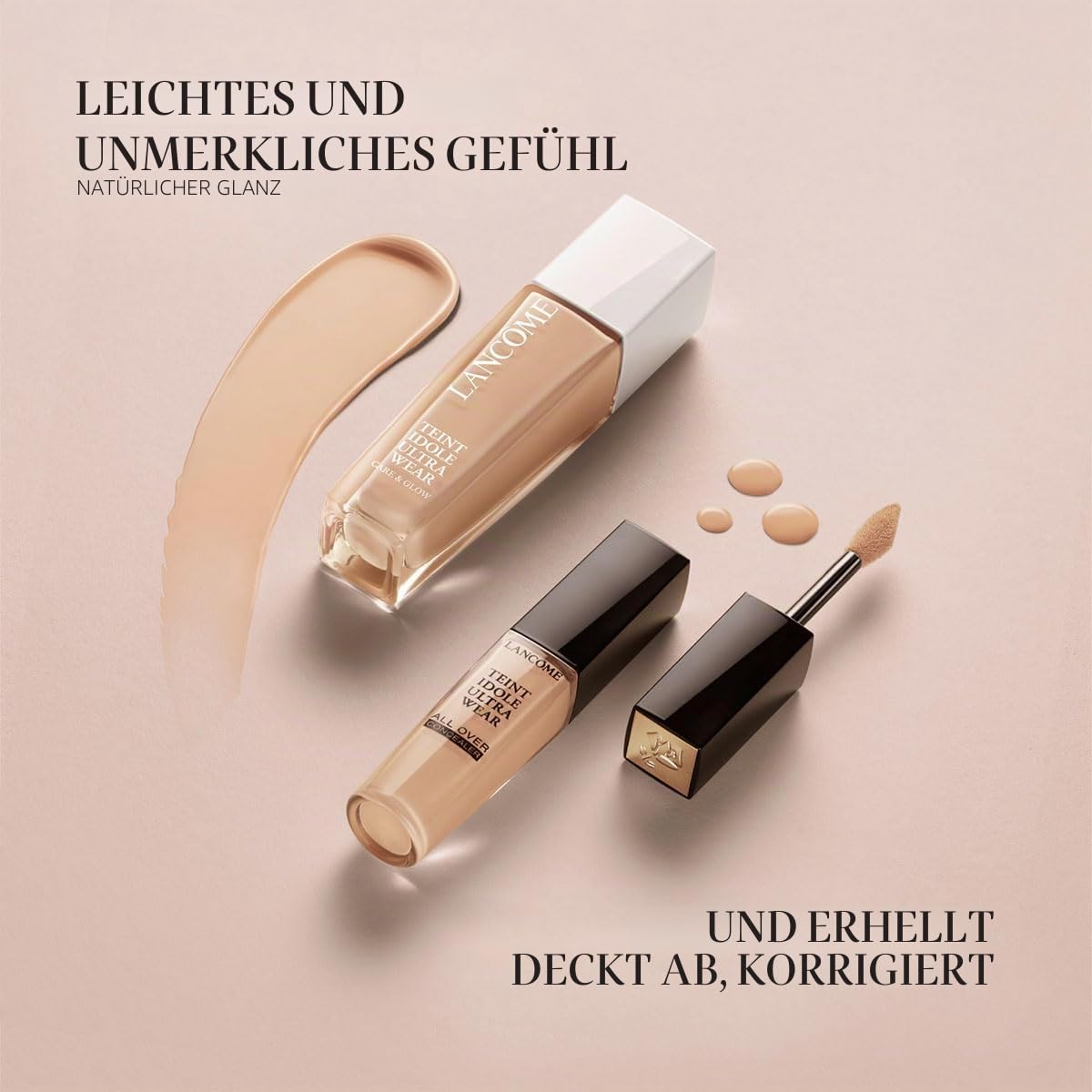 Lancôme Teint Idole Ultra Wear Care & Glow Foundation 355N, feuchtigkeitsspendende Foundation in Beige mit natürlichem Glow-Finish, bis zu 24h Halt, geeignet für alle Hauttypen, 30ml