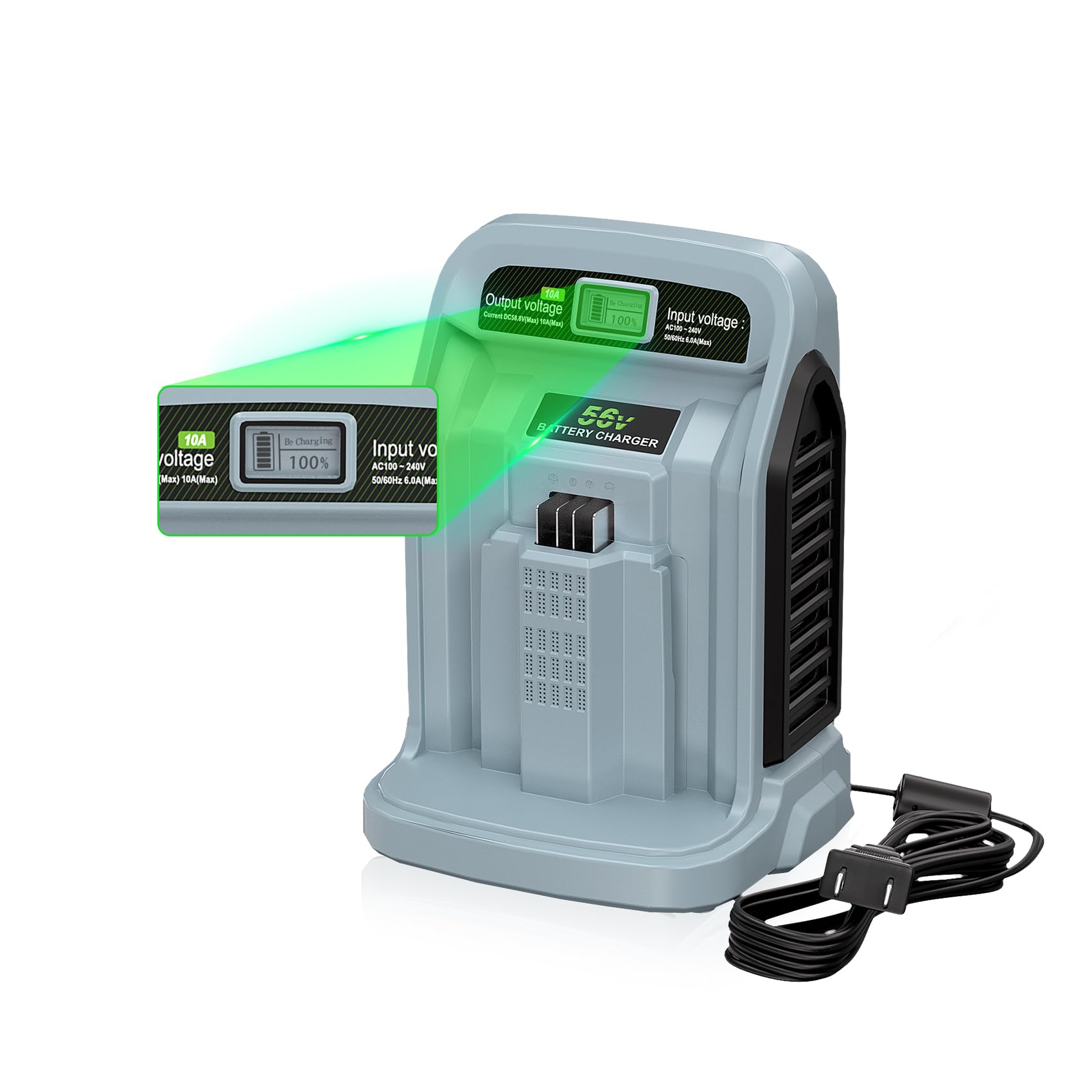 ?10A FAST CHARGER? Replacement for EGO CH5500 56V Battery Charger CH2800D/CH7000/CH2100/CH3200/CH8000, Compatible with EGO 56-Volt Power+ Lithium-ion Battery BA2800/BA4200/BA1400/BA2240/BA1120/BA4480T