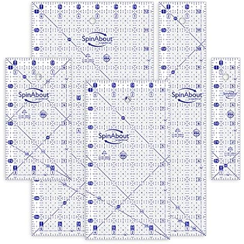 SpinAbout by QuiltCut Non-Slip Quilting Ruler – 5 Piece Rectangle Set, 1½" x 6½", 2½" x 12½", 3½" x 6½", 4½" x 8½", and 6½" x 12½" Cover