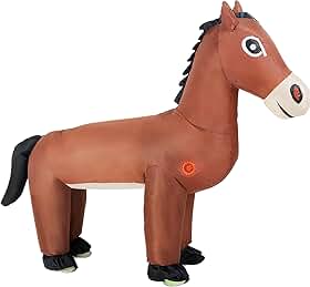 Fantasia de cavalo inflável para casal para adultos, fantasias de Halloween para 2 pessoas