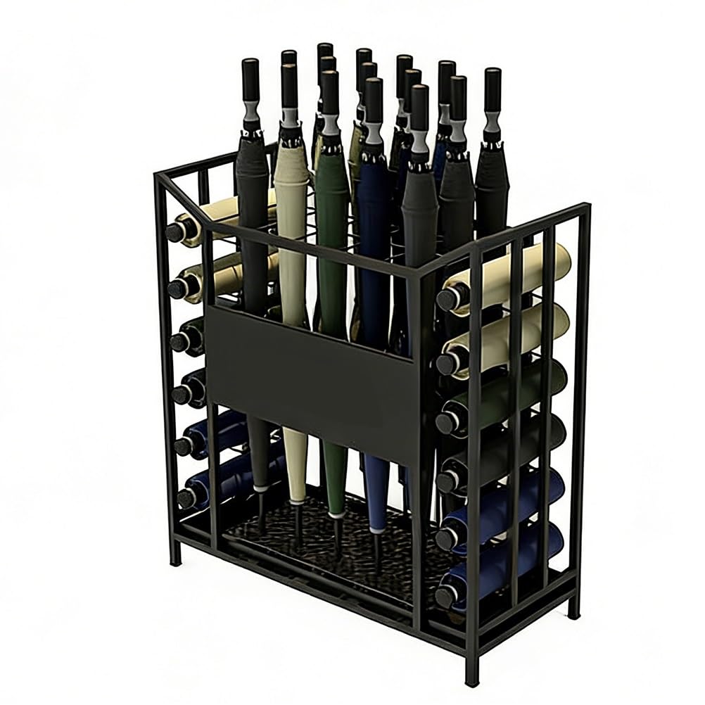 WXPGFEQ Commercial Metal Umbrella Stand, Multipurpose Umbrella Shelf with Drip Tray, Corridors Entrance Umbrella Basket for Hotel, School, Cafes