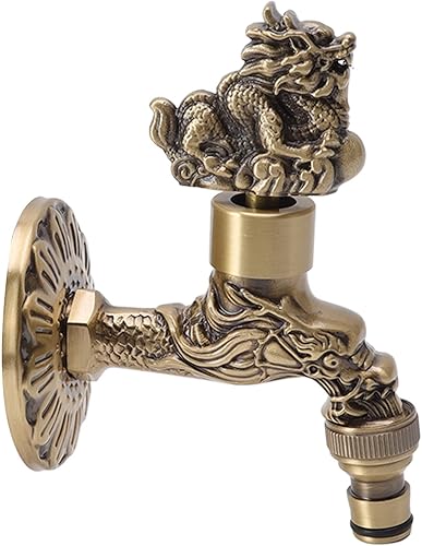 Vista 18 de Grifo de agua montado en la pared G1/2, material de latón, diseño de estilo chino vintage, lavadora de cocina, lavabo, lavabo, grifo de manguera