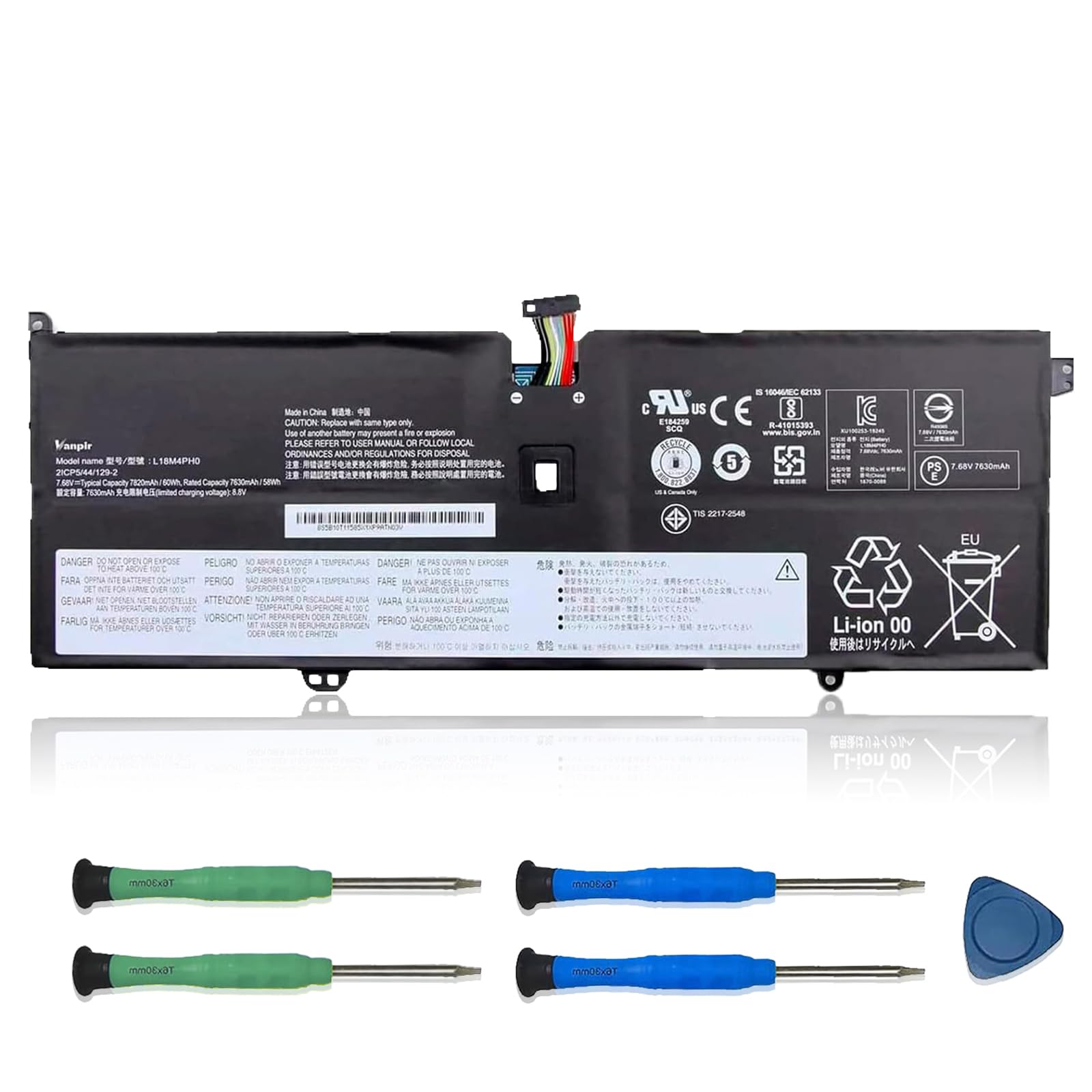 VANPIR L18M4PH0 Laptop Battery Replacement for Lenovo Ideapad Yoga C940-14IIL Series Notebook 5B10T11585 5B10W67374 L18C4PH0 5B10T11586 5B10W67180 7.68V 60Wh 7820mAh