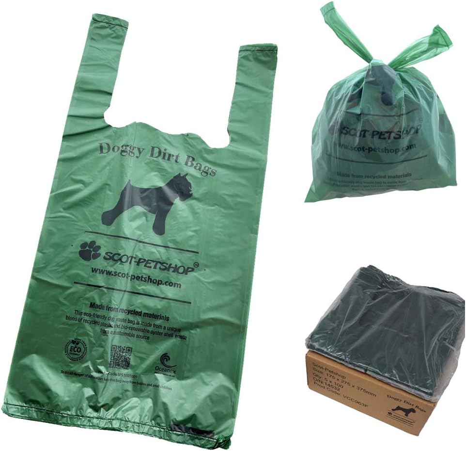 Large Green Dog Waste Bags 500 Poo Bags (Not On A Roll