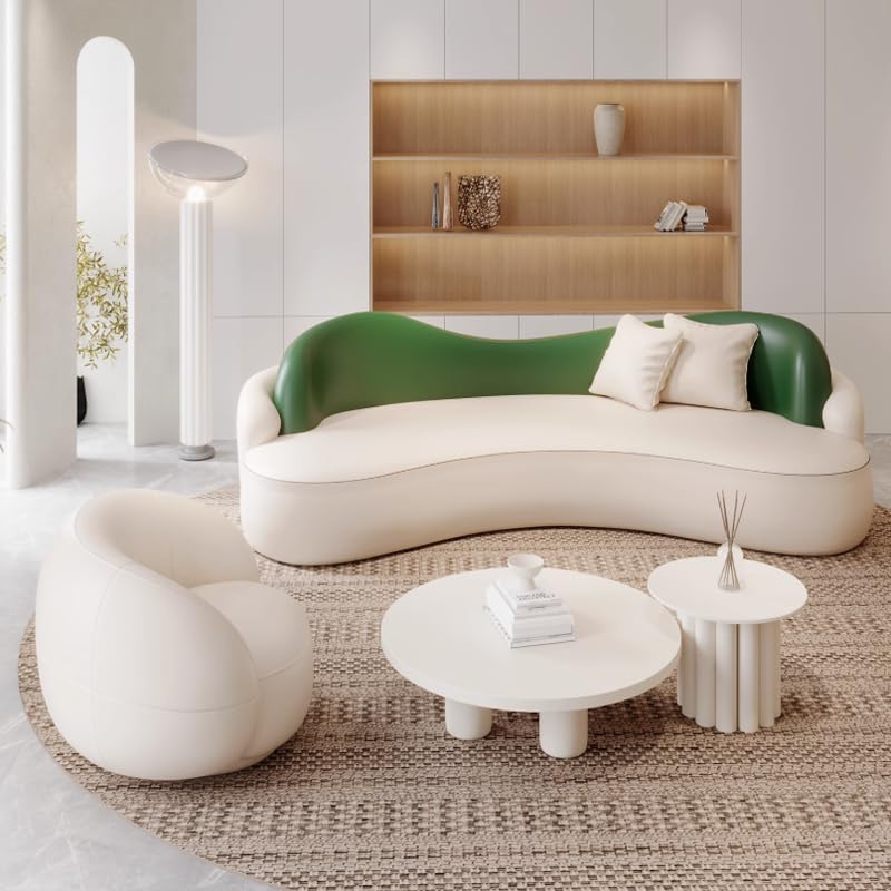 Curved 3 Seater Sofa LyckTre Luxury Sectional Sofa Set Modern Leather