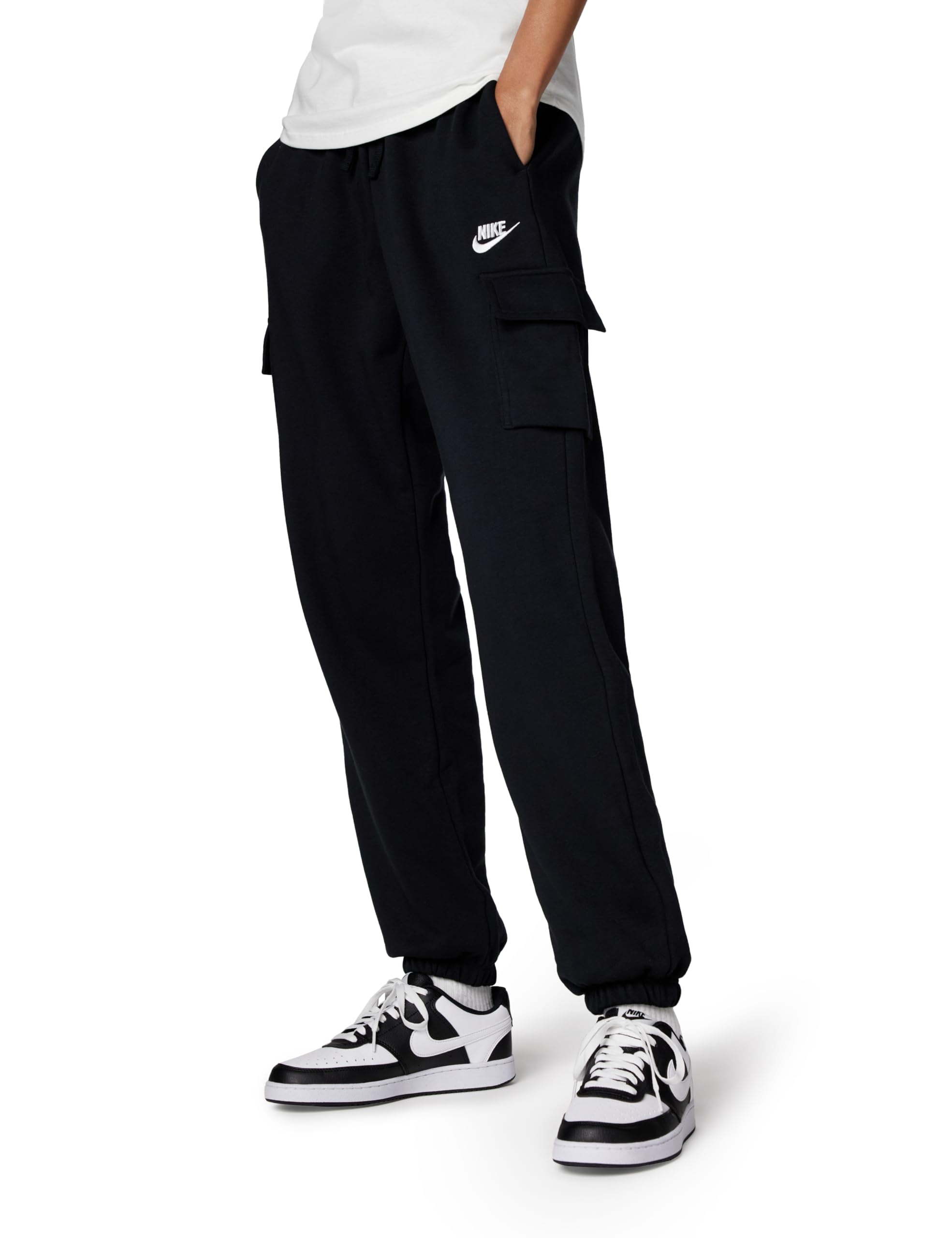 NIKE DQ5196-010 W NSW Club FLC MR Pant Cargo Pants Women's Black/White Size S