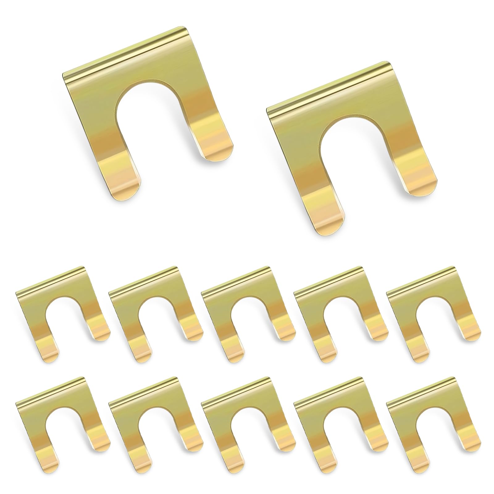 12 PCS Car Gear Shift Cable Handbrake Cable U-clip, 1.06" x 1.1" Metal One-piece Molded Oil Pipe Clip, Multi-purpose Replacement Non-destructive Installation Parts, for Cars (Gold)