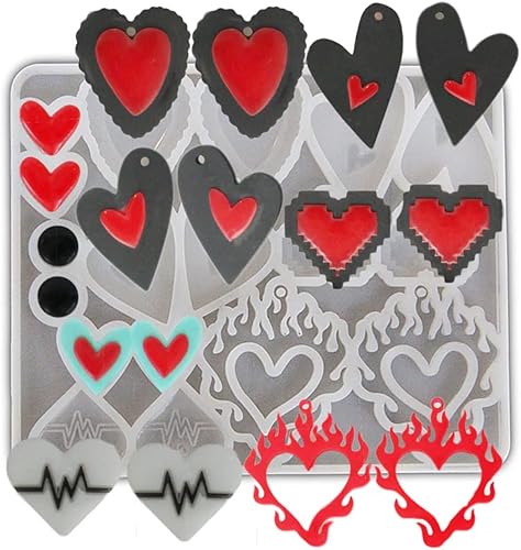 Finyoffiy Molde de resina para aretes, moldes de silicona, moldes de fundición de joyería, molde epoxi de Halloween para mujeres, suministros de