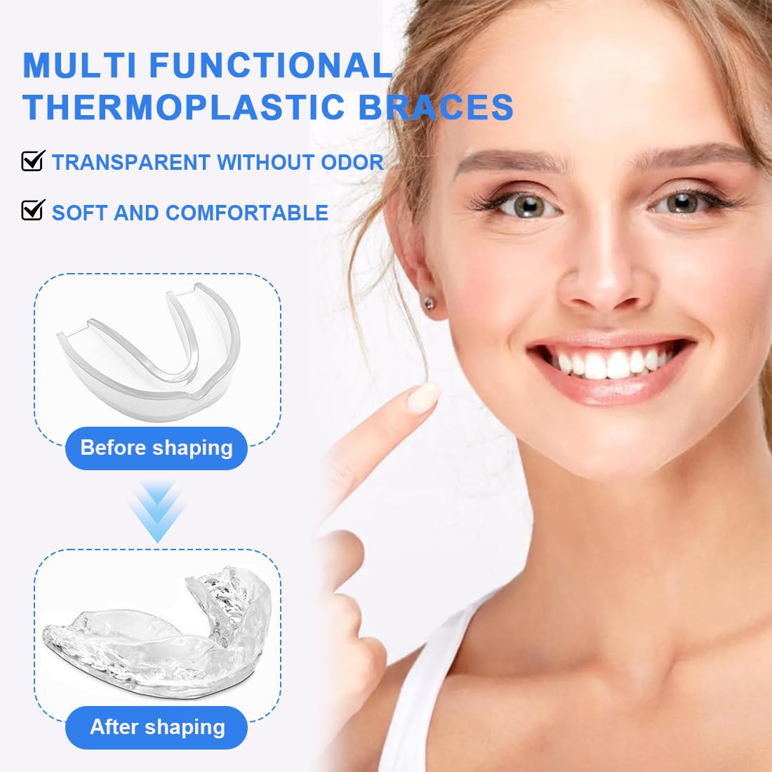 8 Piezas Bruxismo Dental Noche, amaños Protector Bucal para Dormir, Ferula Descarga Bruxismo, Férulas Dental Moldeable, Protector Bucal Para Dormir, Material Termoplástico de Calidad Alimentaria