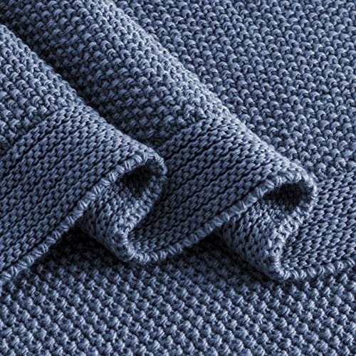 Cozecube Blue Throw Blanket For Couch, Soft Cozy Cable Knit Throw Blanket For Bed Sofa Living Room, Lightweight Warm Decorative Farmhouse Christmas Throw Blanket, 50"X60", Dusty Blue #TOP6