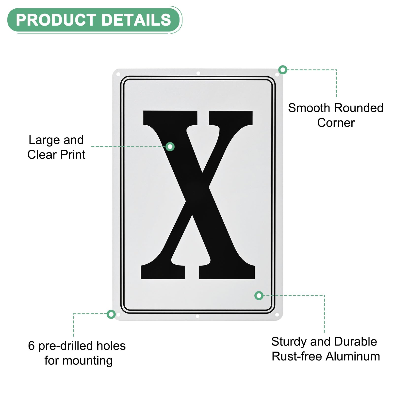 M METERXITY Aluminum Letter Sign X, 11.8 Inch House Numbers and Metal Letters, Parking Spot Letter Signs - Image 2