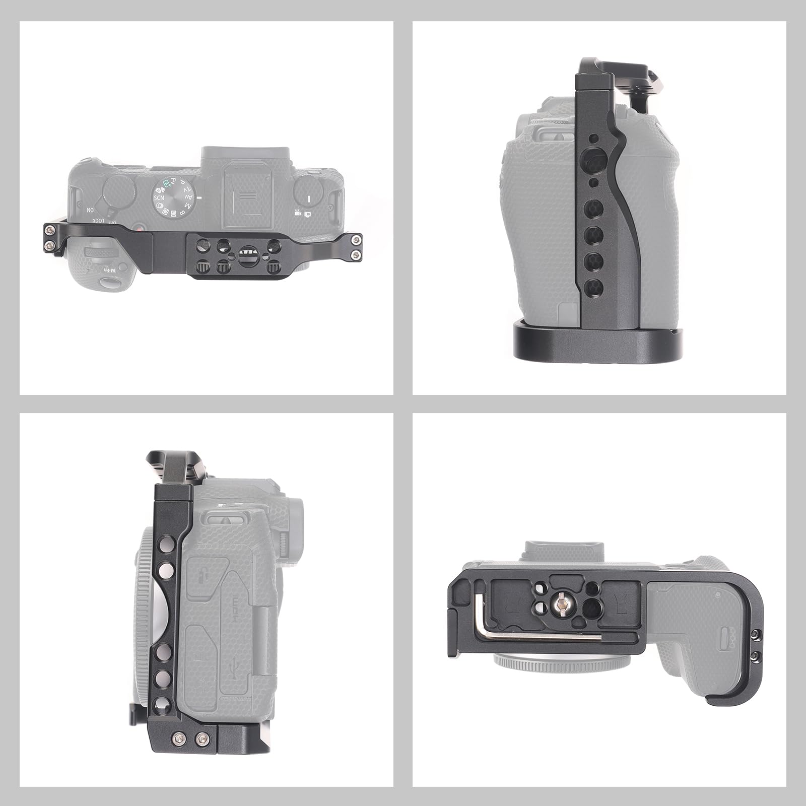 FOTGA Cage et poignée supérieure pour appareil photo Canon EOS R8 & EOS RP, alliage d'aluminium, caméra de vlogging vidéo, avec plaque de dégagement rapide pour chaussures froides pour Arca Swiss