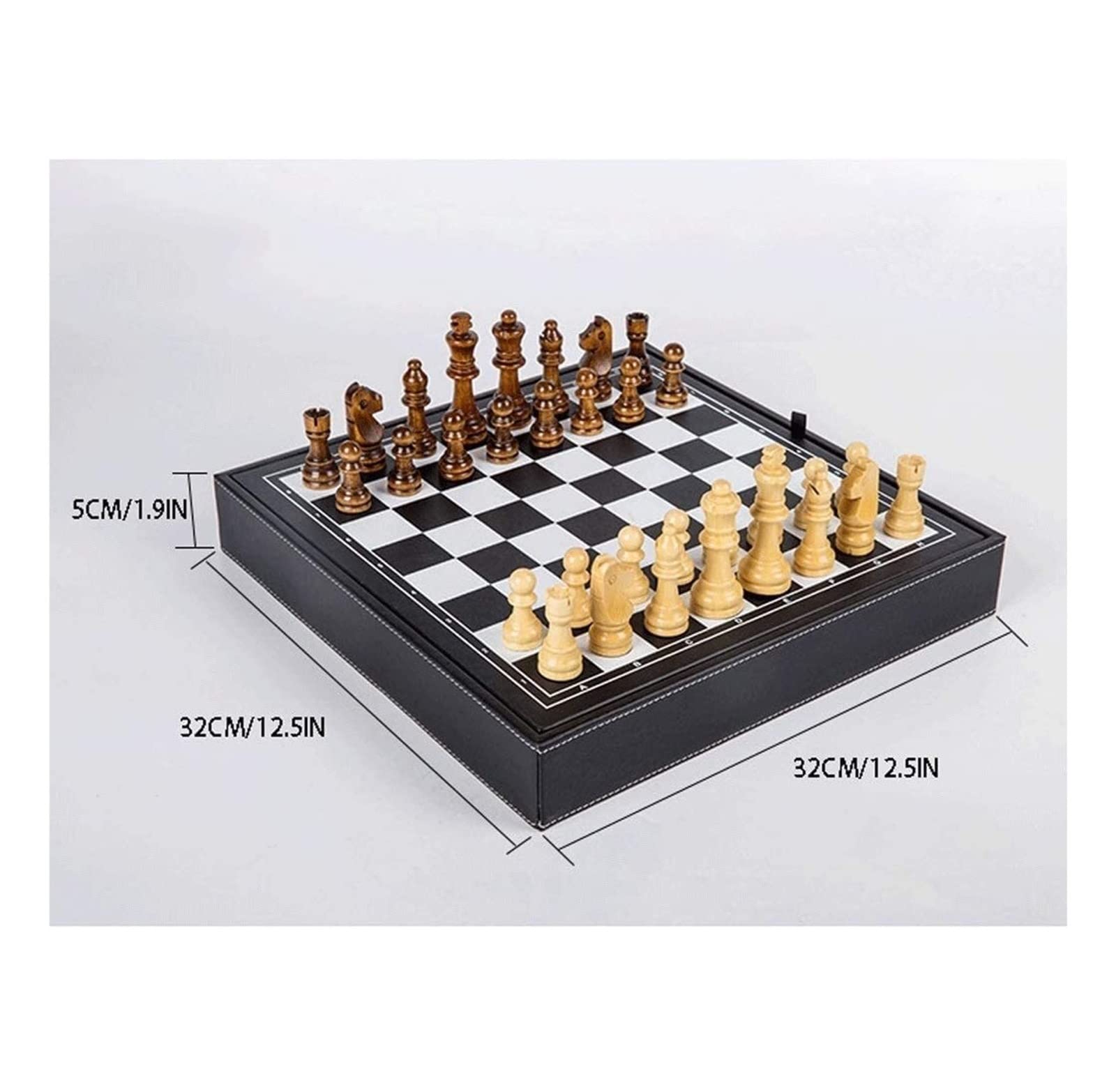Set Scacchi Set Di Scacchi ， E Dama Cortex Da 12,5 Pollici Con Gioco Tavolo Classico Per Famiglie Per Gioco Famiglia