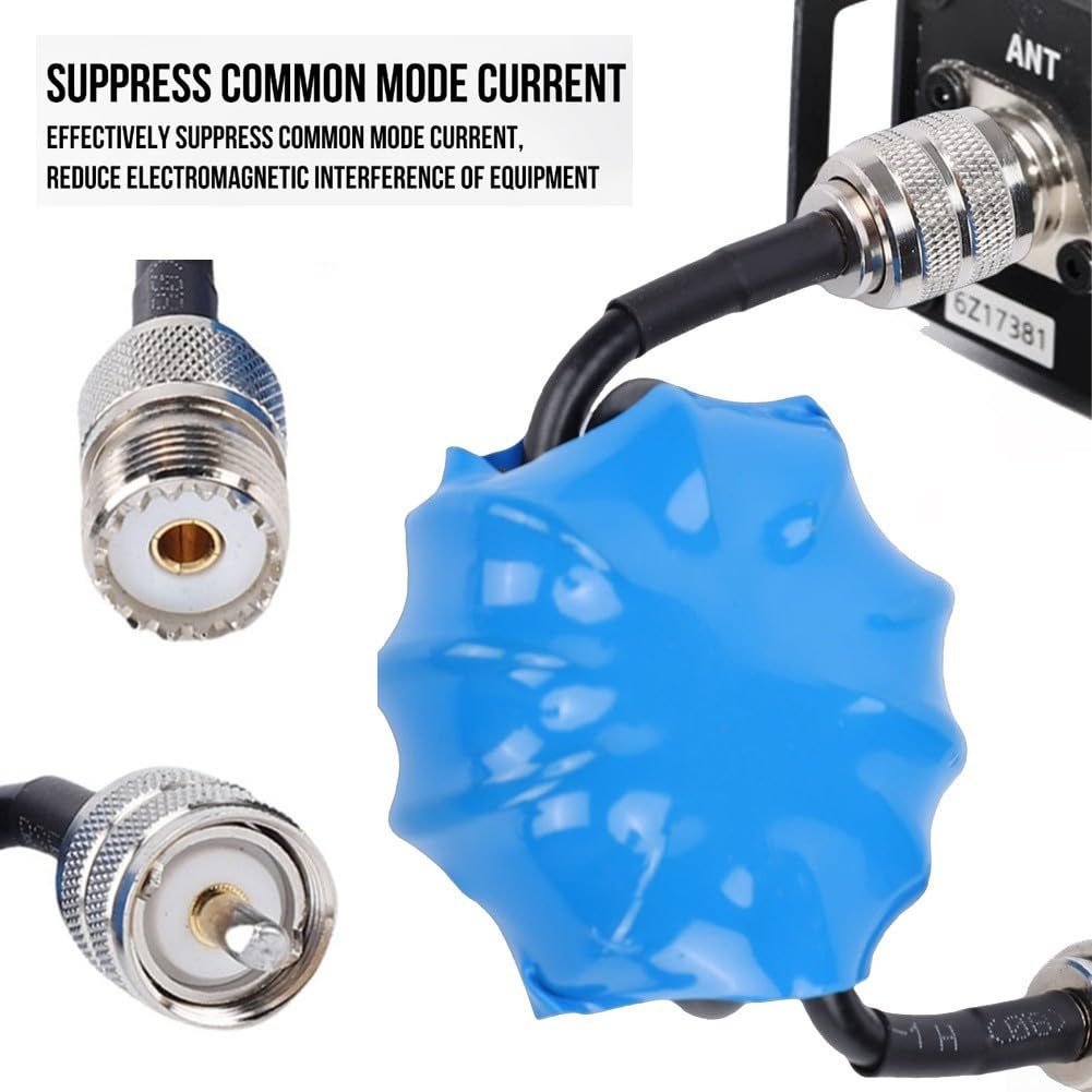 Balun de corriente 1:1 Estrangulador de modo común para antenas 1.8-30MHz 45mm ferrita 100W PEP conector RF