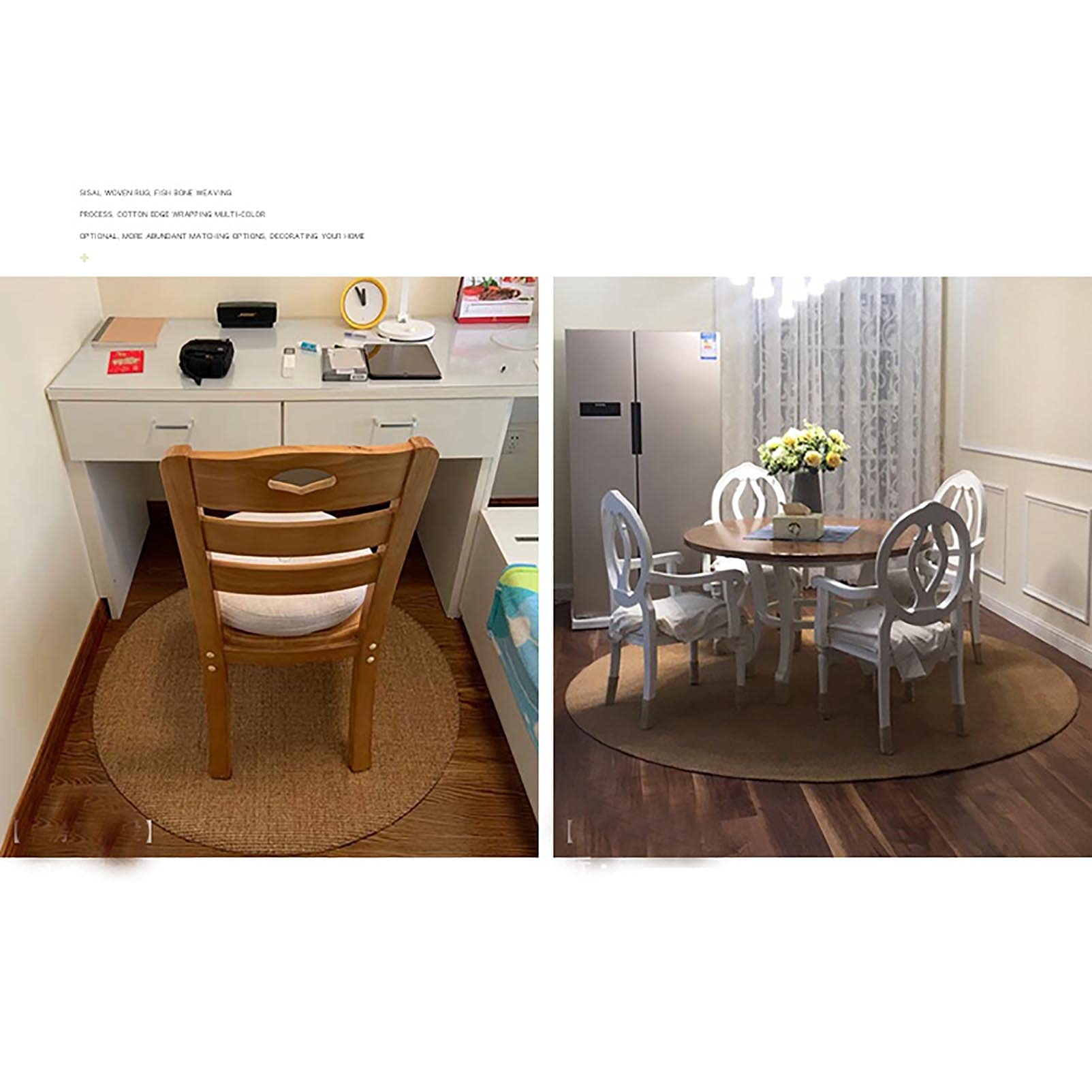 Sisal Runder Teppich rutschfeste Unterlage Handgefertigter Balkon Für Den Heimgebrauch Innen- Oder AußEnbereich Klobig Strukturiert Jutetami-Läuferteppich 80 90 100 110 cm Beige