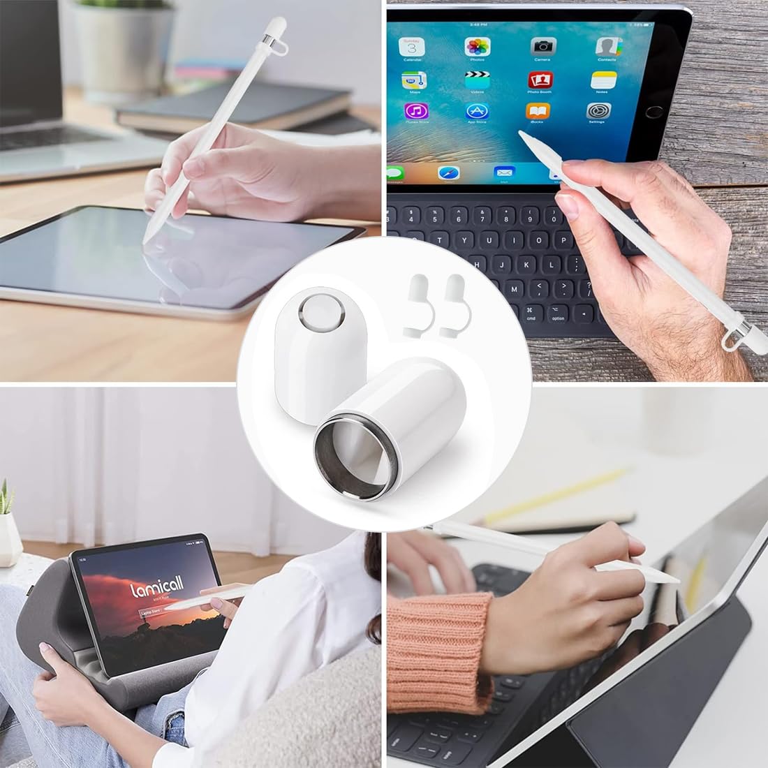2 szt. Apple Pencil białe magnetyczne zatyczki 1. generacji Apple Pencil magnetyczne nasadki wymienne w zestawie 2 silikonowe nakładki zapobiegające zgubieniu
