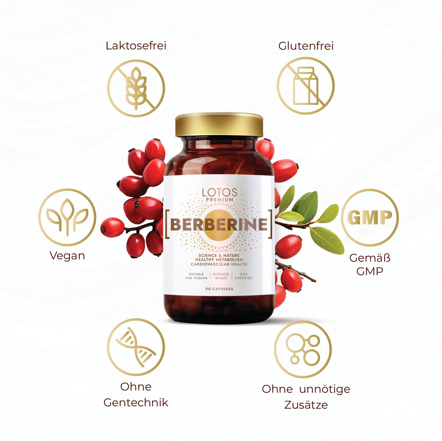 Berberin 500mg - 90 Kapseln 3er Pack - Für Veganer Geeignet - Maximale Absorption Berberis Aristata Wurzel - Hochdosiert, Ohne Zusatzstoffe, GMP-Qualität