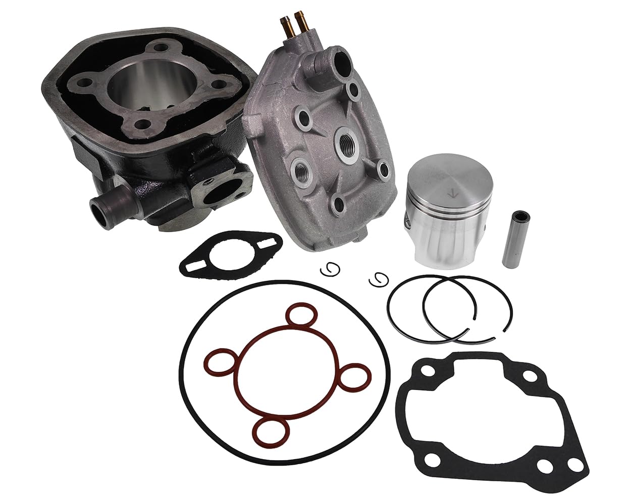 Cilindro sportivo VANEZ 70cc compatibile con MBK Nitro, Yamaha Aerox, Aprilia SR 50 con motori Minarelli 2T LC, alesaggio 47,6 mm
