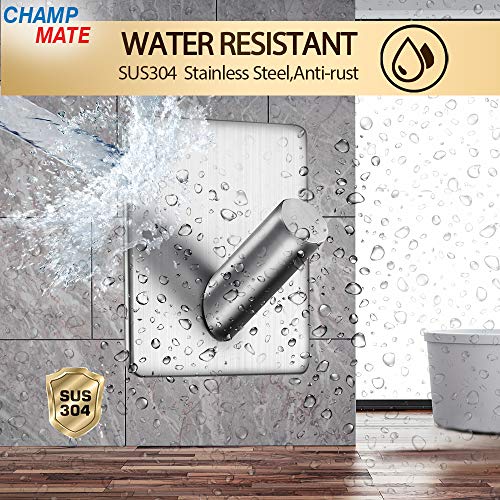 Image of Self Adhesive Hooks, Heavy Duty Rugged 304 Stainless Steel Matte Black Wall Hangers, Strong Sticky Hanging Hooks for Doors, Kitchen, Bathrooms, Office, 4 Packs (02 Silver HK)