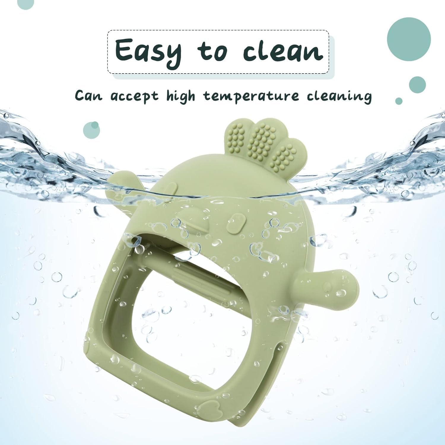 TKLake 2 Pack Baby Teething Mittens, Soft Silicone Teething Gloves for Babies 0-6 Months - Image 2