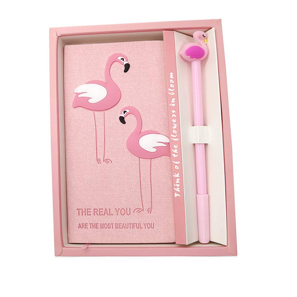 Yonune Flamingo Notebook Journal Gel Pen Set Trendy Flamingo Diary Notebook  Pink Flamingo Gifts Set for School Office Supplies Girls Kids Birthday