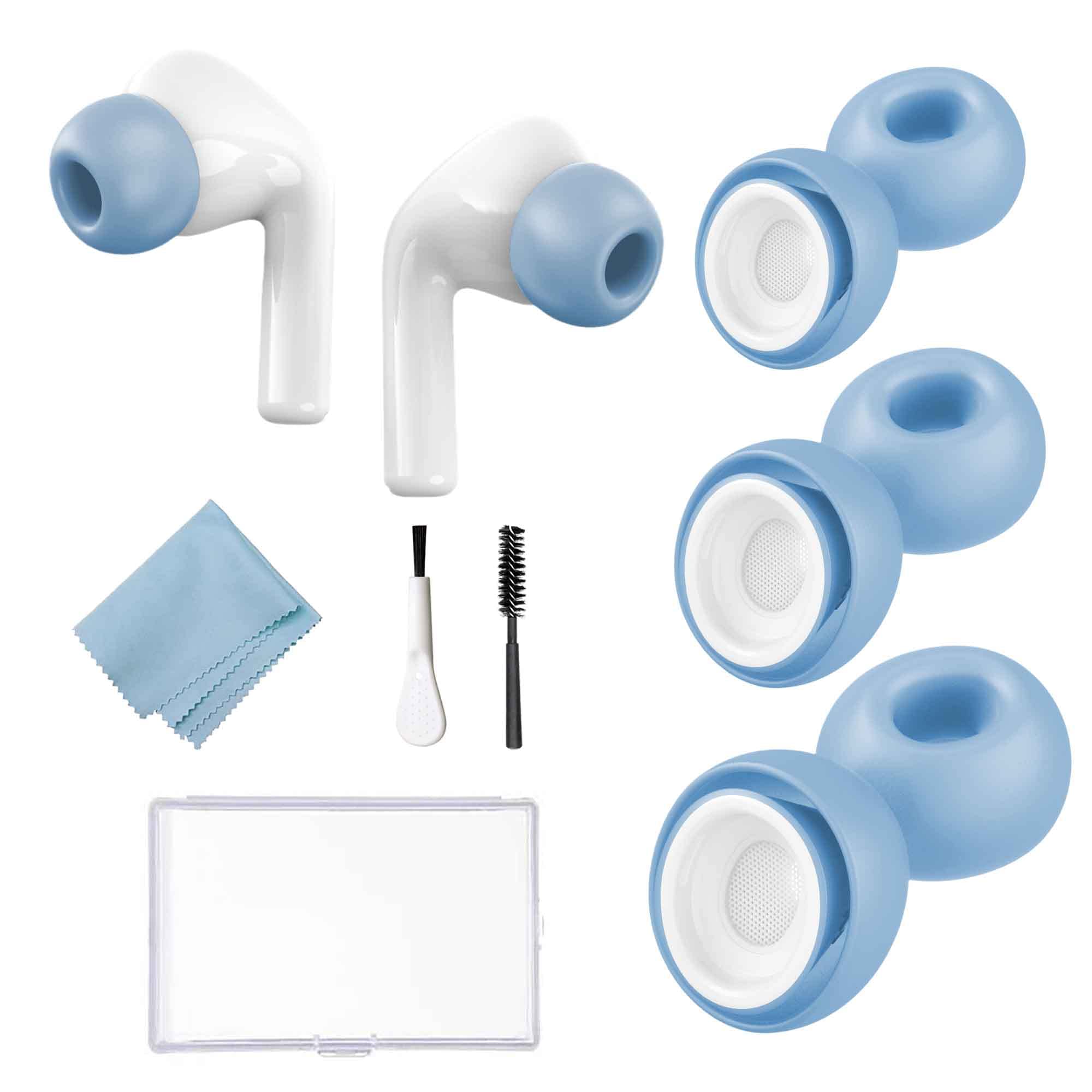 Replacement Ear Tips Ear Hooks for AirPods Pro Silicon Ear Buds Tips with Portable Storage Box Fit in The Case (Light Blue-L+M+S)