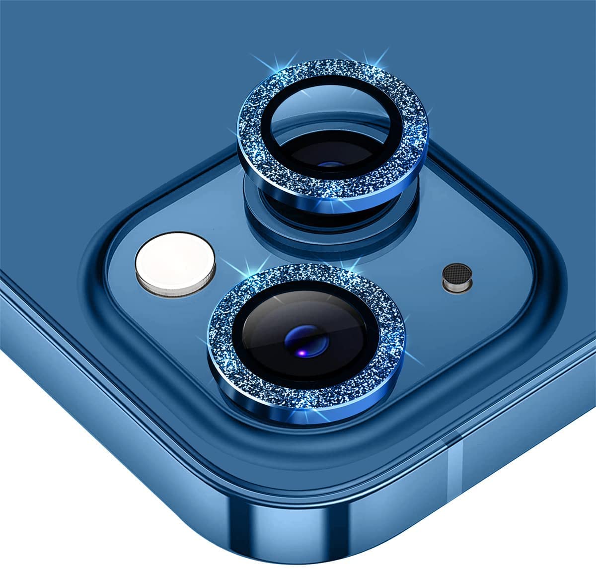 Mobilive for Apple iPhone 13 Camera Lens Protector Premium Tempered Glass Aluminum Metal Alloy Lens Ring Cover,Ultra-Thin,Easy Installation (Sparkling Glitter Series)- Glitter Blue (B09ZLV48Q1) Amazon Price History, Amazon Price Tracker