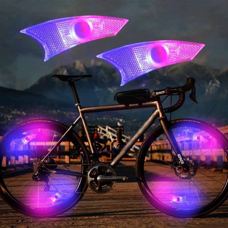 Bicycle Spoke Lights, LED Reflector Lights for Bikes, Adjustable Brightness Mode Light, Waterproof Night Cycling Spoke Light, Green, Yellow, Pink,
