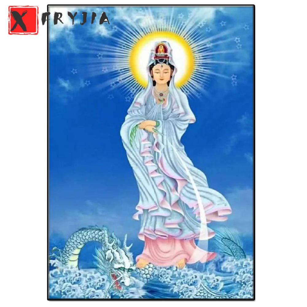 Broderie diamant 5D Avalokitesvara pour illuminer votre salon de strass carrés étincelants