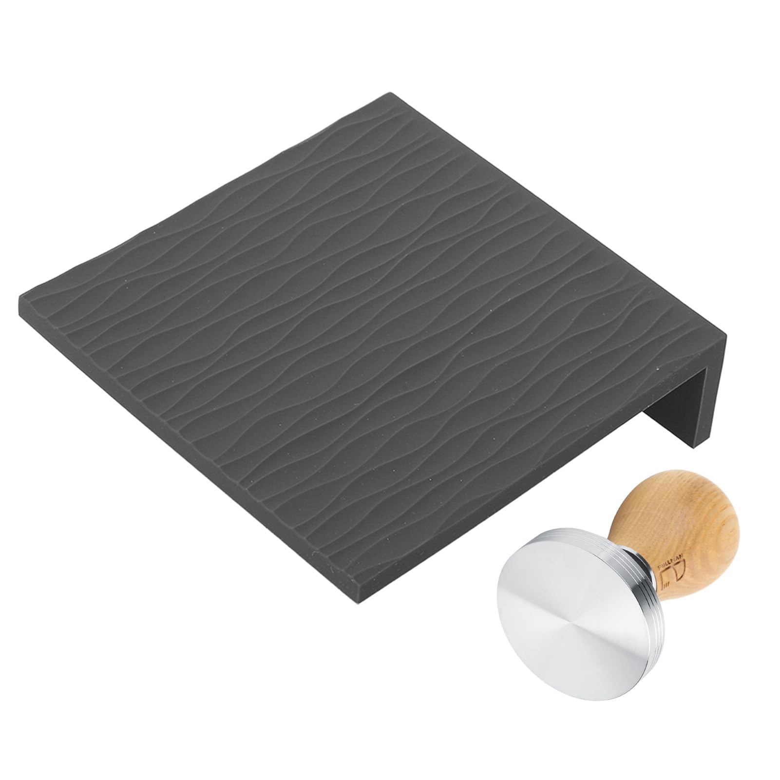 Yosoo Health Gear Juego de Manipulación de café con Tapete de Apisonamiento, de Haya de 58 Mm, Base de Acero Inoxidable, Tapete de Silicona en Relieve para Uso en la Esquina del Mostrador de café en
