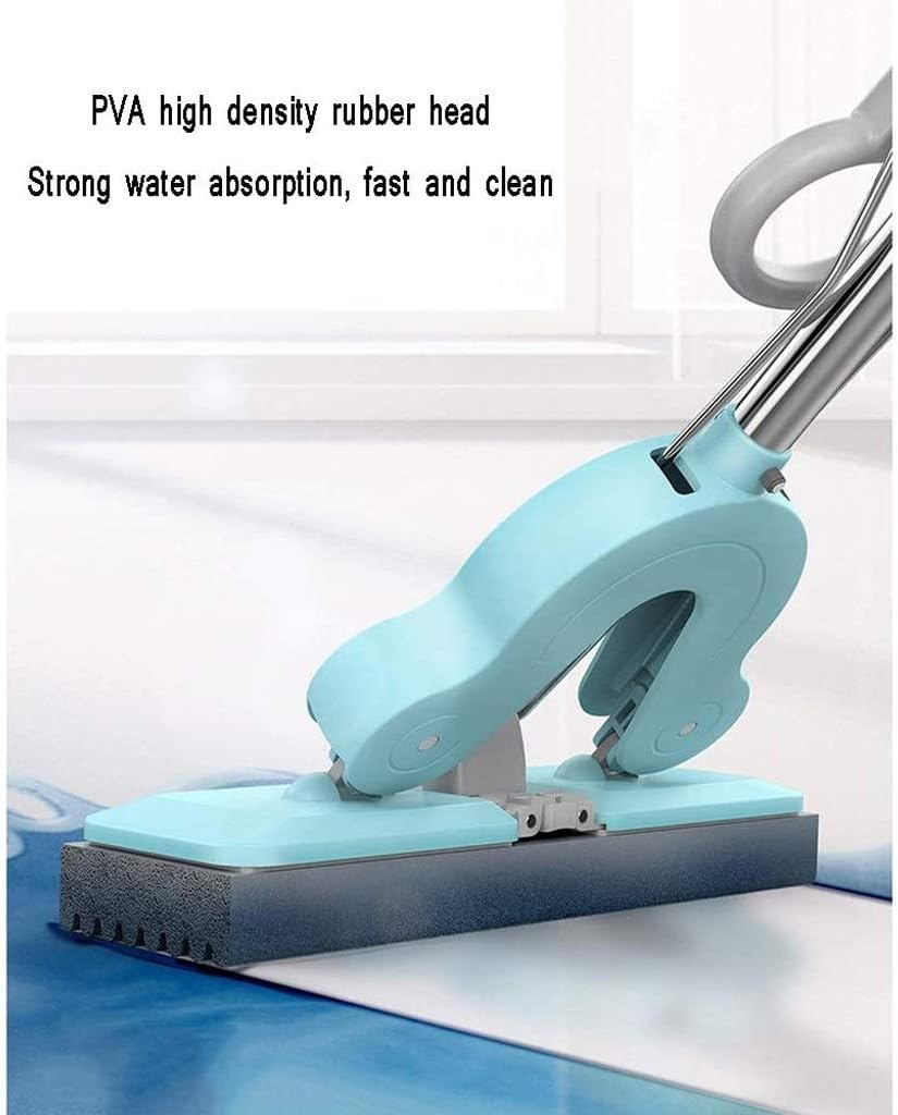 Bvdsg Mop Sponge Hands Free Washing Sponge Absorbent Rubber Mop Net Household Flat Folding Water Extinguishing Cotton Mop